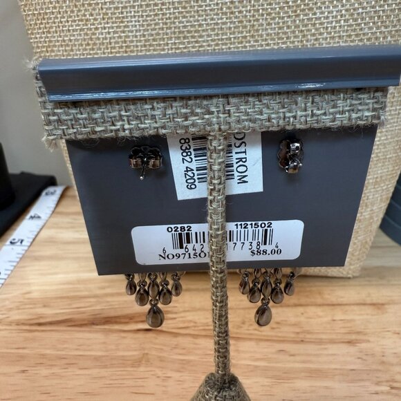 Nadri Silver-Tone Crystal Chandelier Earrings With Teardrop Design & Dangling - Picture 3 of 8